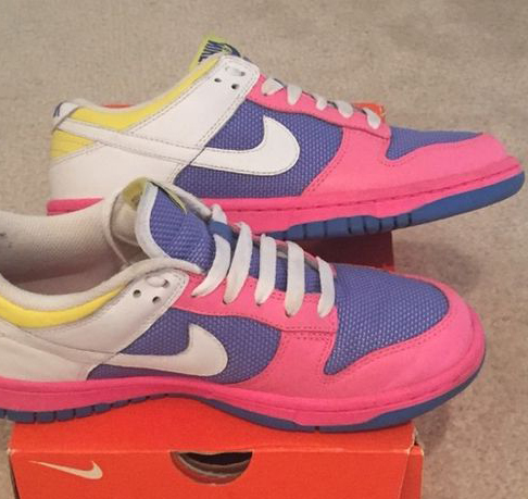 white and light blue dunks